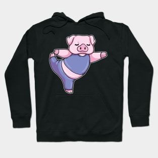 Pig at Yoga Stretching Legs Hoodie